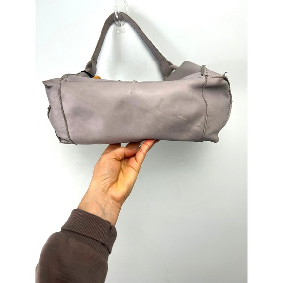 The Sak Floral Embossed Leather Hobo Shoulder Bag Grey Whipstitch Tassel Boho - Picture 6 of 13